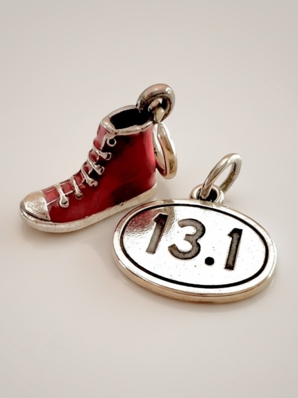 James Avery Red Lace up Enamel Sneaker & 13.1 Half Marathon Charm